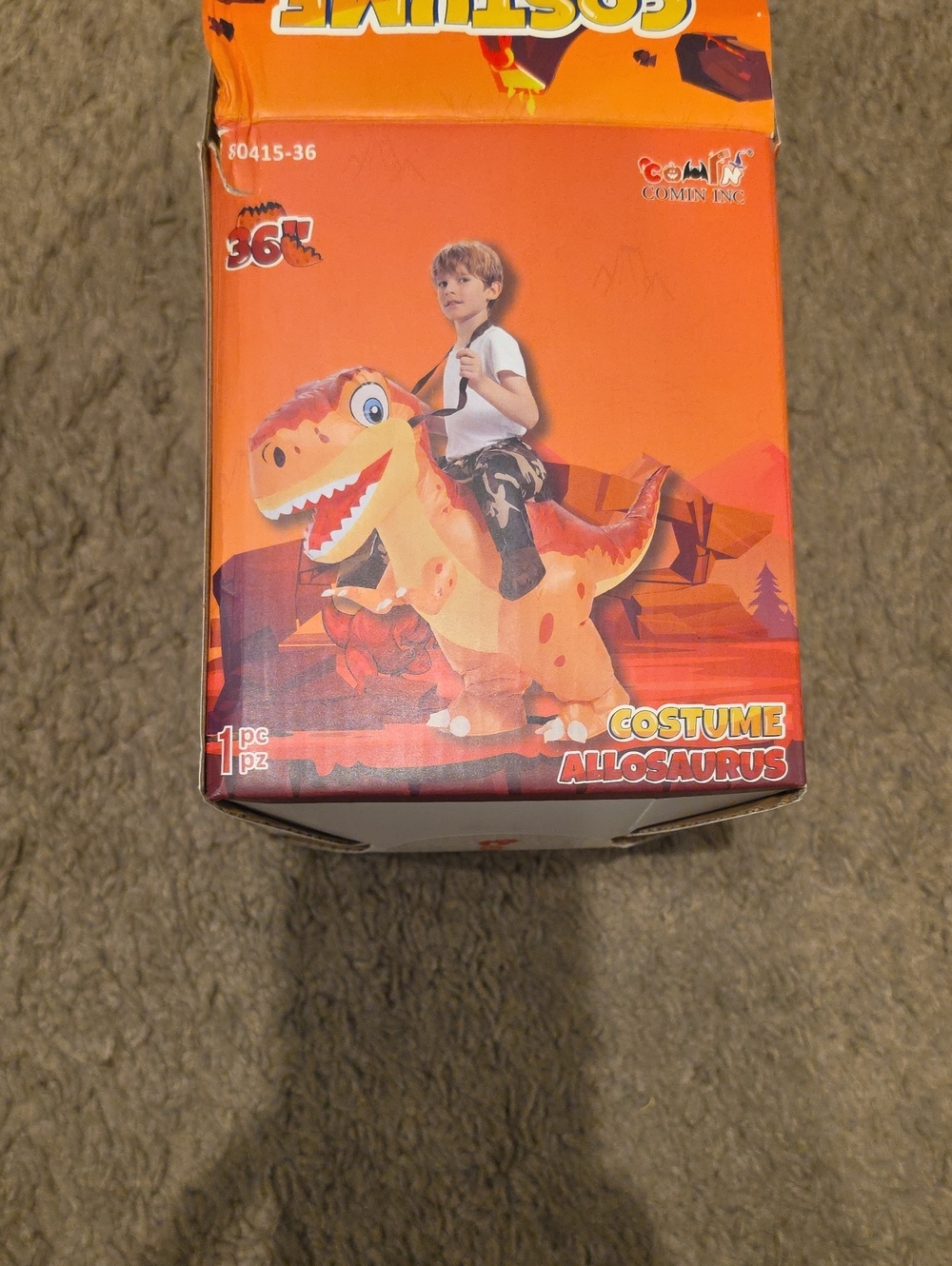Allosaurus Inflatable Kids Ride-On Costume in Orange